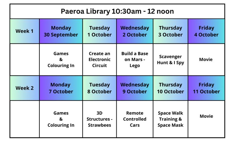 Paeroa Schedule