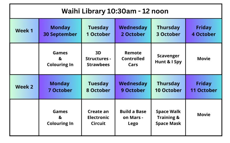 Waihī Schedule